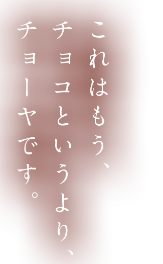 これはもう、チョコというより、チョーヤです。